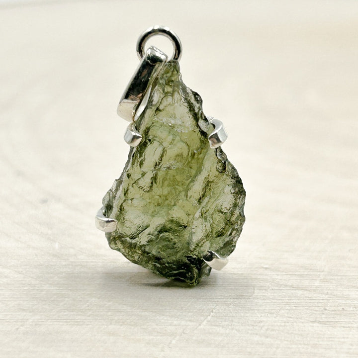 Moldavite Natural Tektite Sterling Silver Pendant ( 6 )