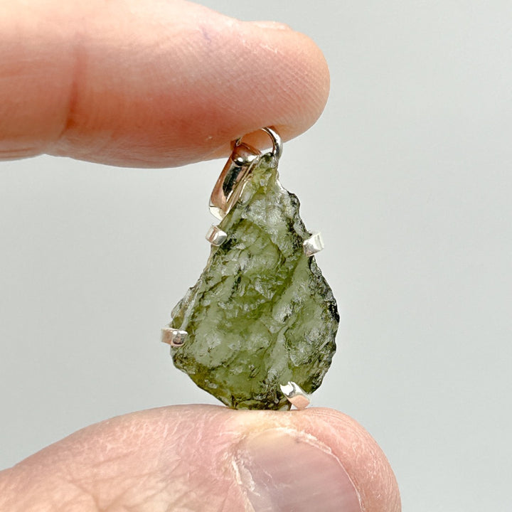 Moldavite Natural Tektite Sterling Silver Pendant ( 6 )