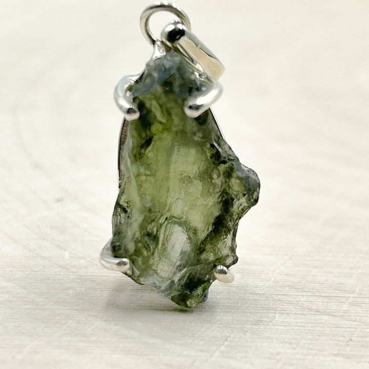 Moldavite Natural Tektite Sterling Silver Pendant ( 7 )