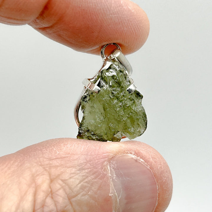 Moldavite Natural Tektite Sterling Silver Pendant ( 9 )