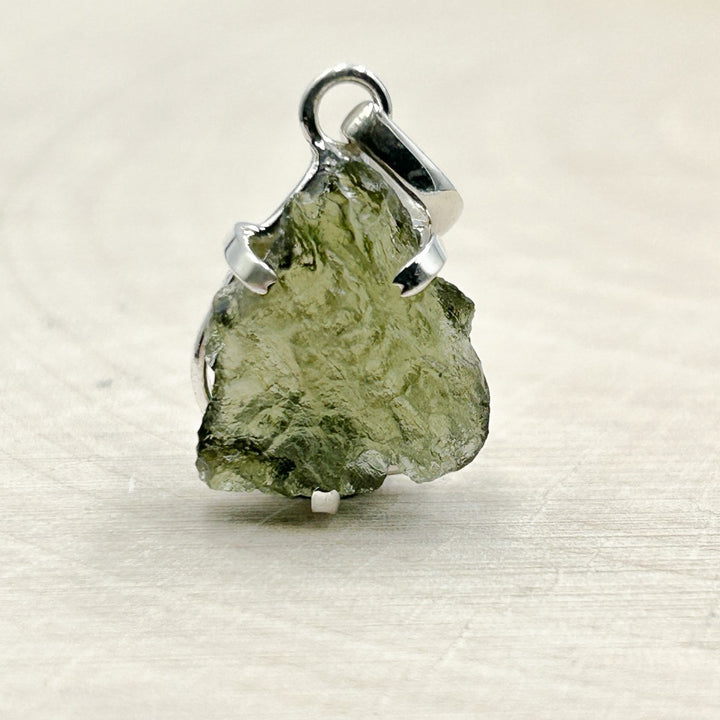 Moldavite Natural Tektite Sterling Silver Pendant ( 9 )