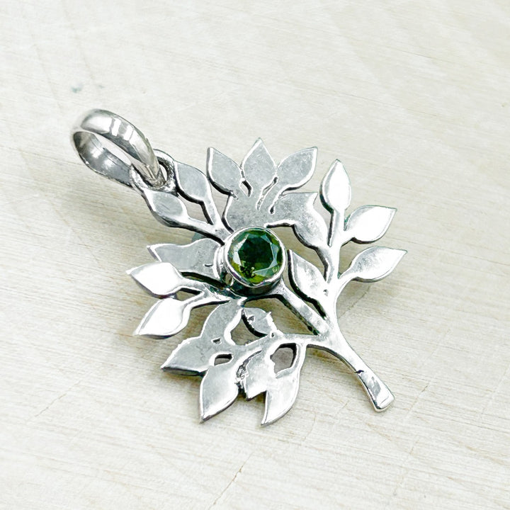 Moldavite Polished 4mm Tree of Life Sterling Silver Pendant  ( TP1 )