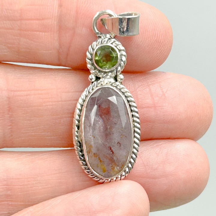 Moldavite Super Seven Faceted Sterling Silver Pendant  ( 1 )