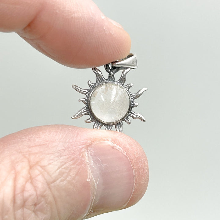 Libyan Desert Glass 8mm Sun Sterling Silver Pendant ( LSP1 )