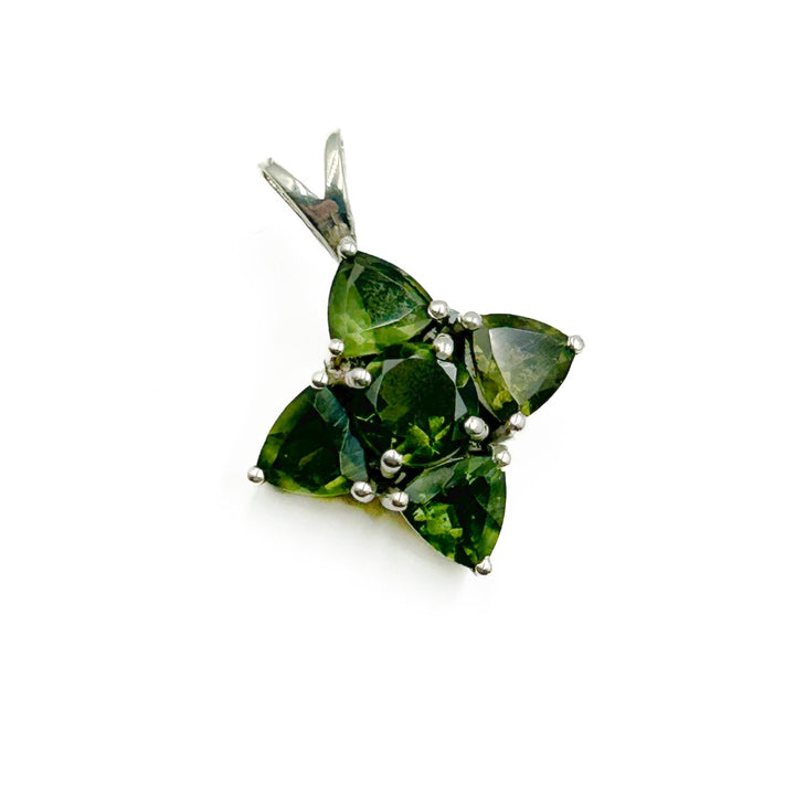 Moldavite Trillions Polished Sterling Silver Pendant ( T1 )