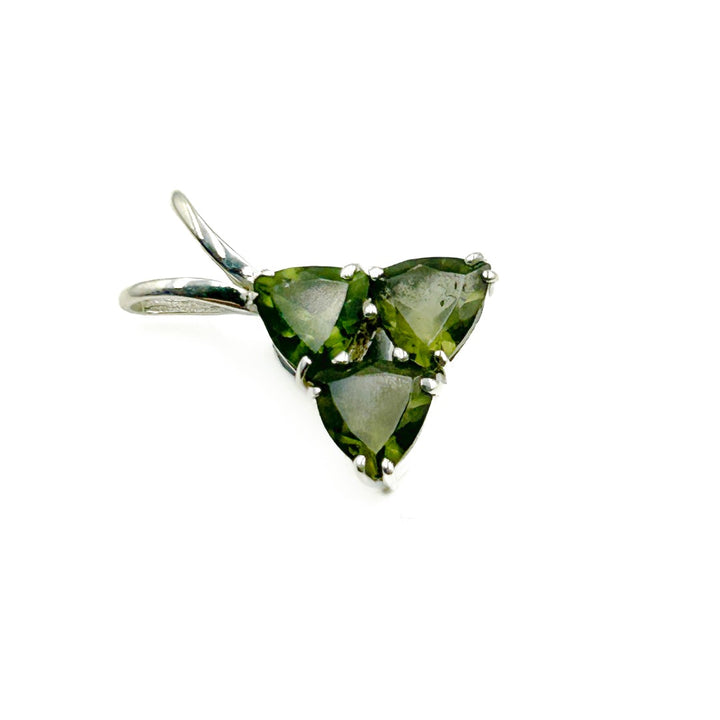 Moldavite Trillions Polished Sterling Silver Pendant ( T2 )