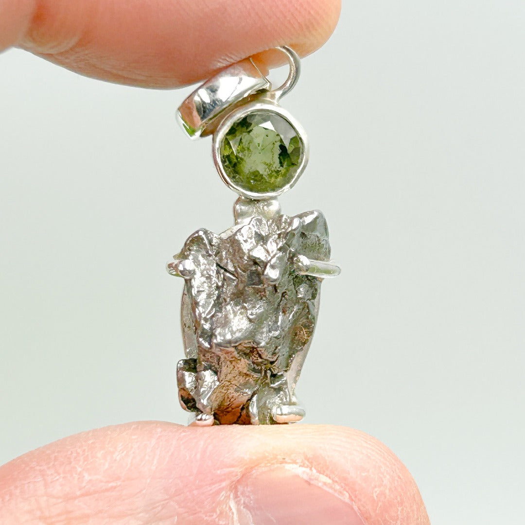 Moldavite Campo del Cielo  Sterling Silver Pendant ( MC2 )