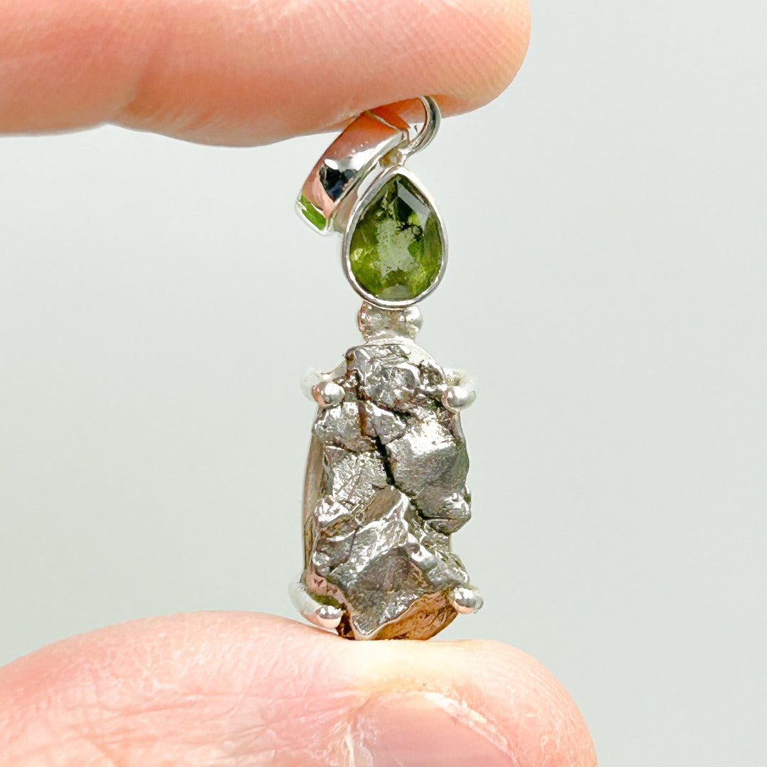 Moldavite Campo del Cielo  Sterling Silver Pendant ( MC4 )