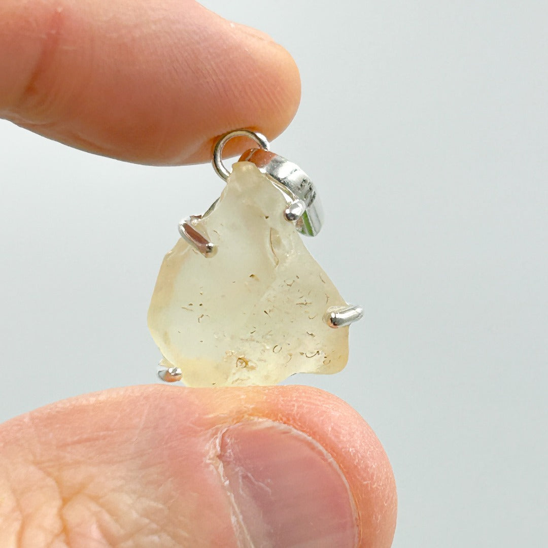 Libyan Desert Glass Natural Sterling Silver Pendant ( 6 )