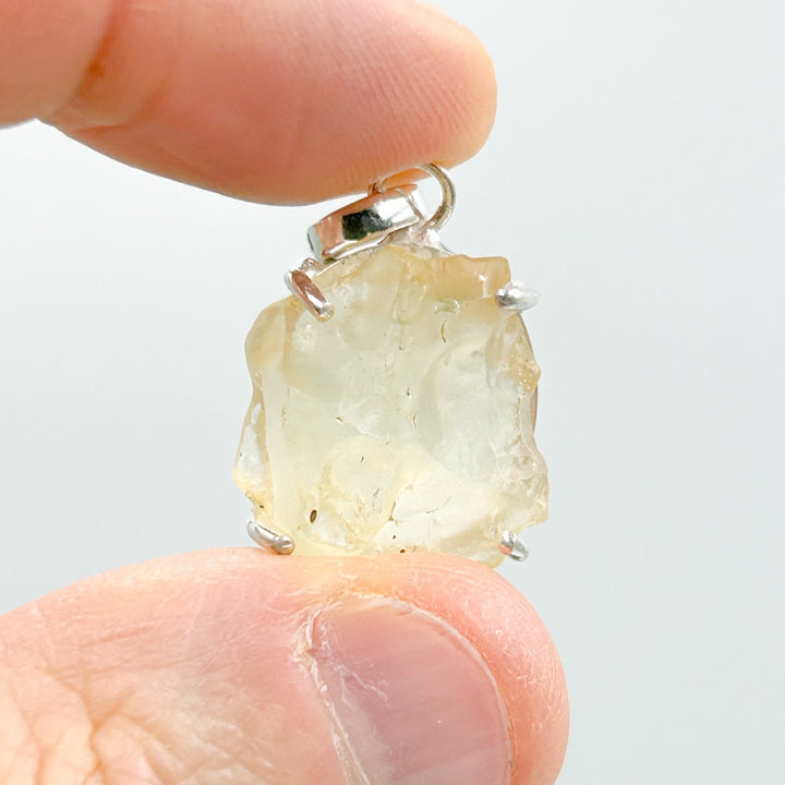 Libyan Desert Glass Natural Sterling Silver Pendant ( 8 )