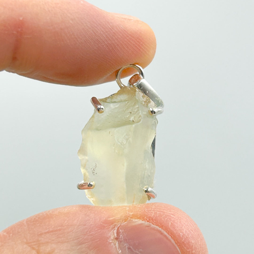 Libyan Desert Glass Natural Sterling Silver Pendant ( 10 )