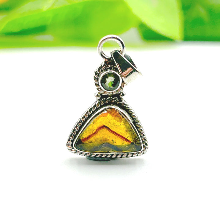 Moldavite Tourmaline Sterling Silver Pendant ( 4 )