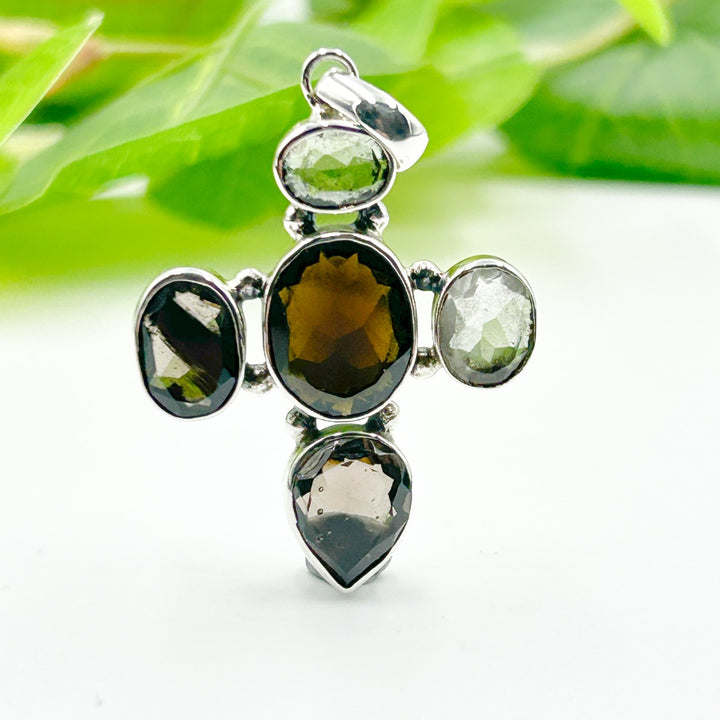 Moldavite Cintamani Libyan Glass Sterling Silver Pendant ( P22 )