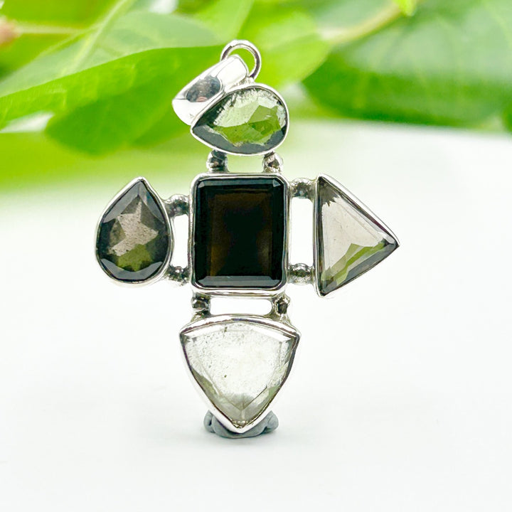 Moldavite Cintamani Libyan Glass Sterling Silver Pendant ( P9 )