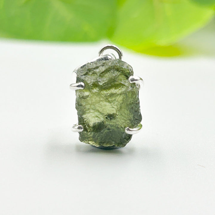 Moldavite Natural Tektite Sterling Silver Pendant ( 12 )