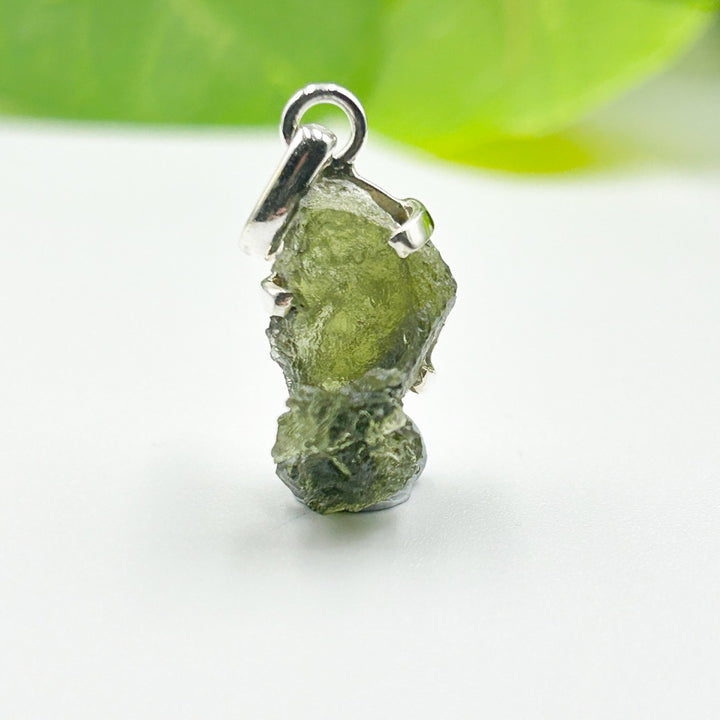 Moldavite Natural Tektite Sterling Silver Pendant ( 13 )