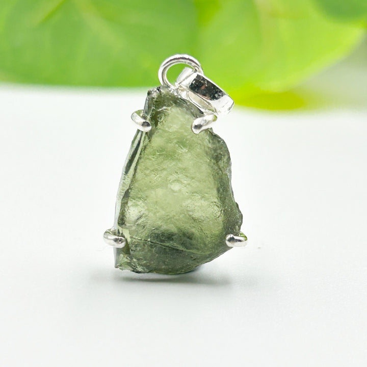 Moldavite Natural Tektite Sterling Silver Pendant ( 16 )