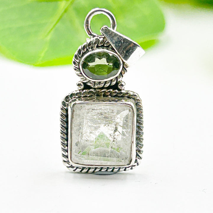 Moldavite Danburite Sterling Silver Pendant ( 1 )