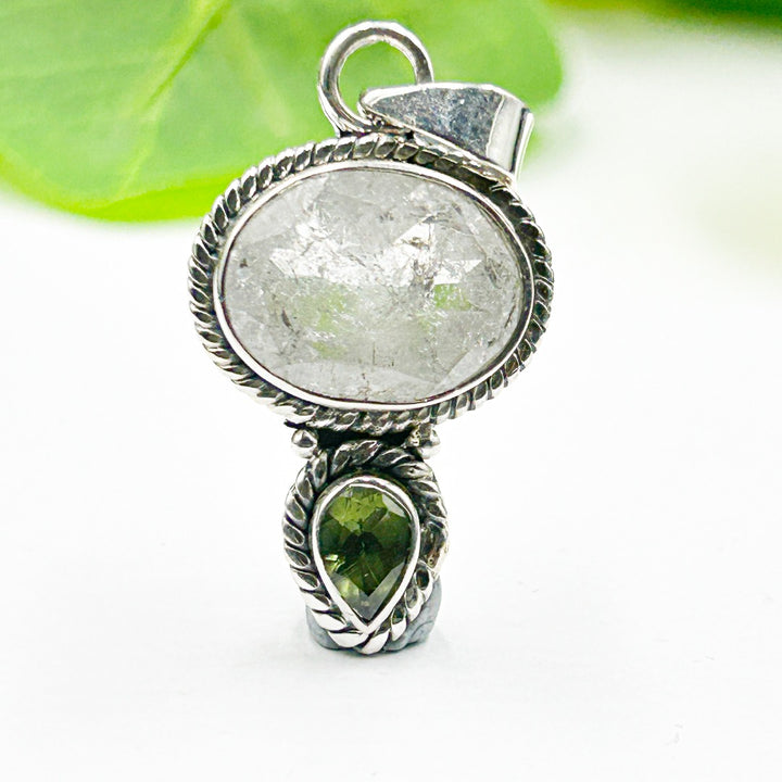 Moldavite Danburite Sterling Silver Pendant ( 2 )