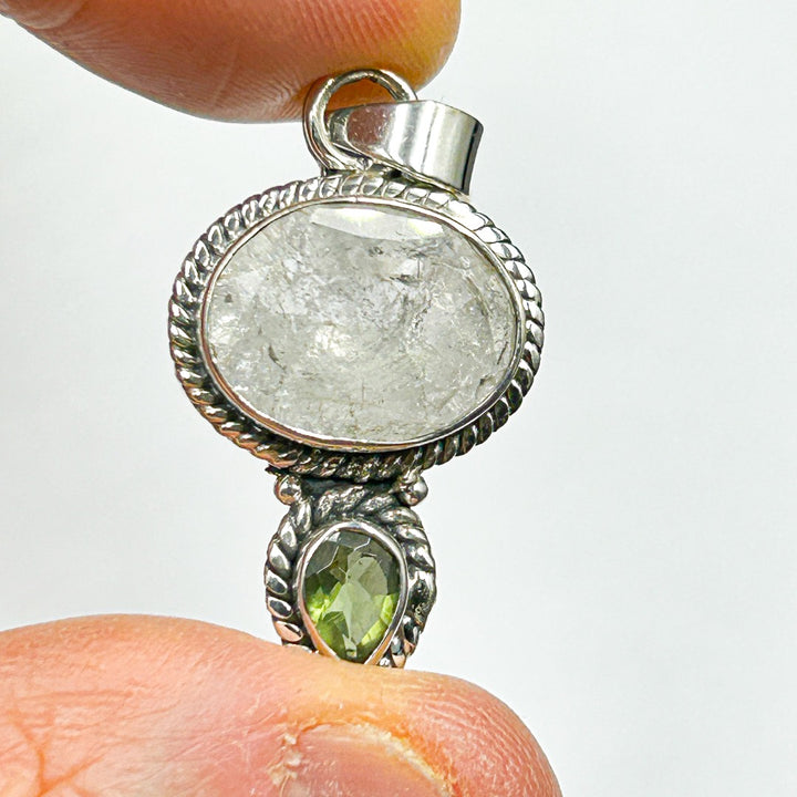 Moldavite Danburite Sterling Silver Pendant ( 2 )