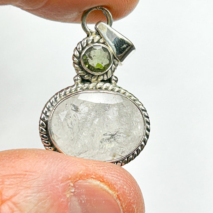 Moldavite Danburite Sterling Silver Pendant ( 3 )