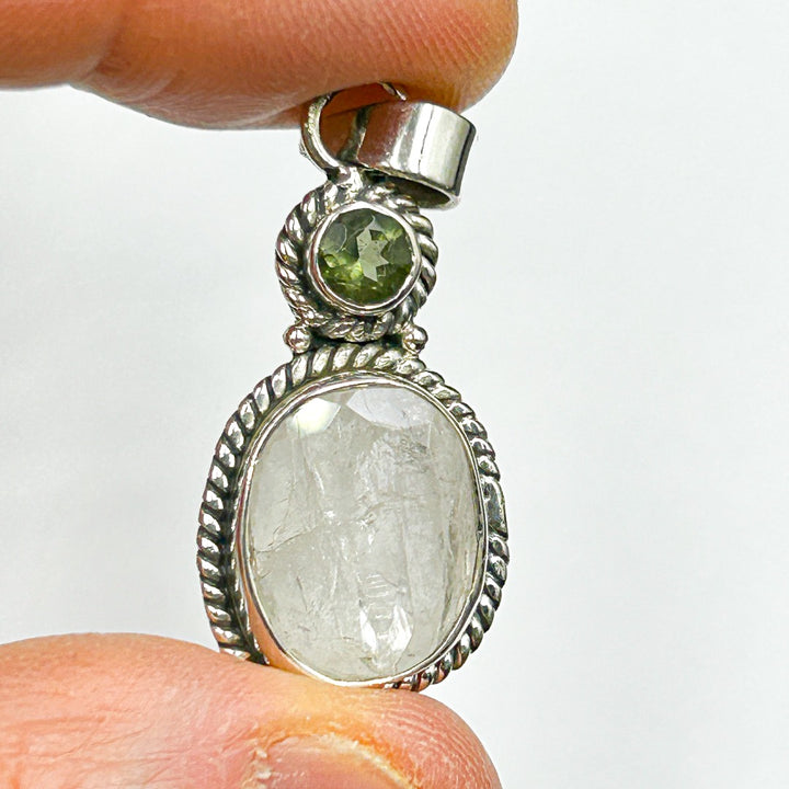 Moldavite Danburite Sterling Silver Pendant ( 4 )