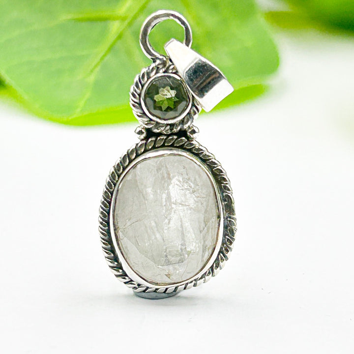 Moldavite Danburite Sterling Silver Pendant ( 4 )