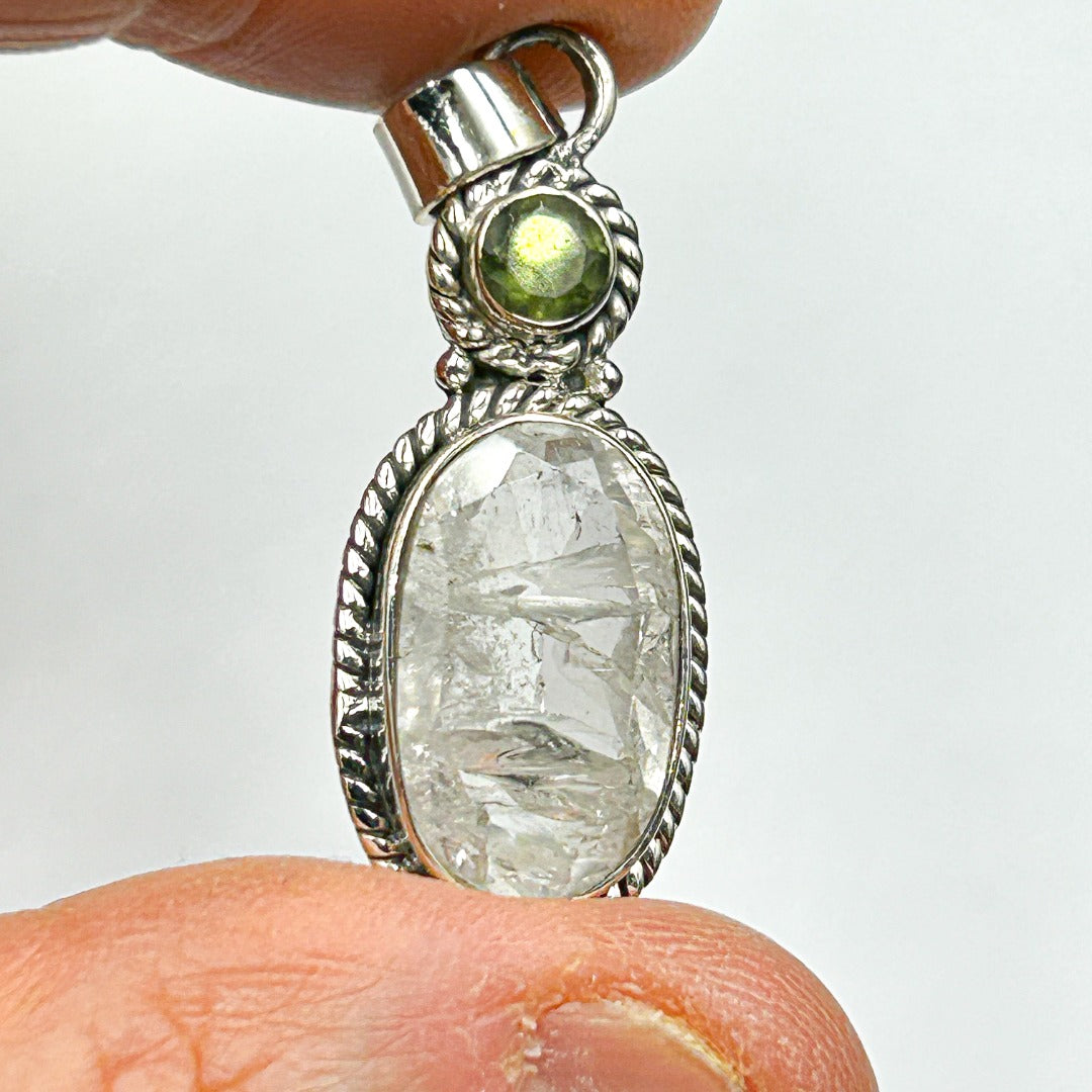 Moldavite Danburite Sterling Silver Pendant ( 5 )