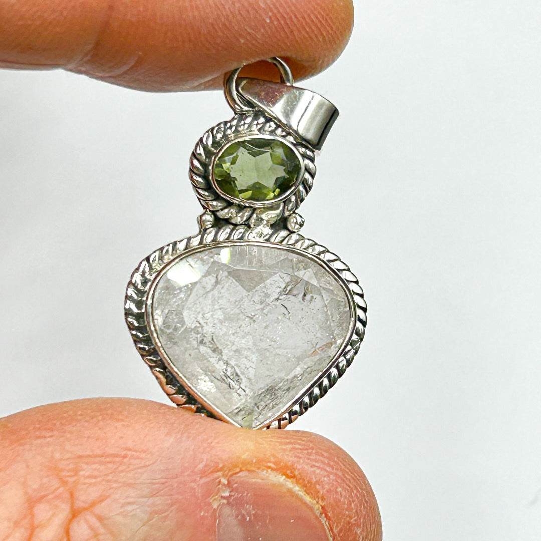 Moldavite Danburite Sterling Silver Pendant ( 6 )