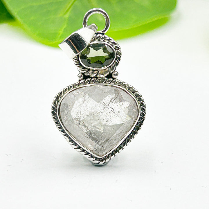 Moldavite Danburite Sterling Silver Pendant ( 6 )