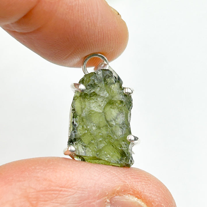 Moldavite Natural Tektite Sterling Silver Pendant ( 3 )