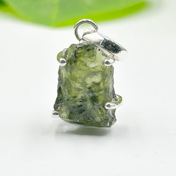 Moldavite Natural Tektite Sterling Silver Pendant ( 3 )