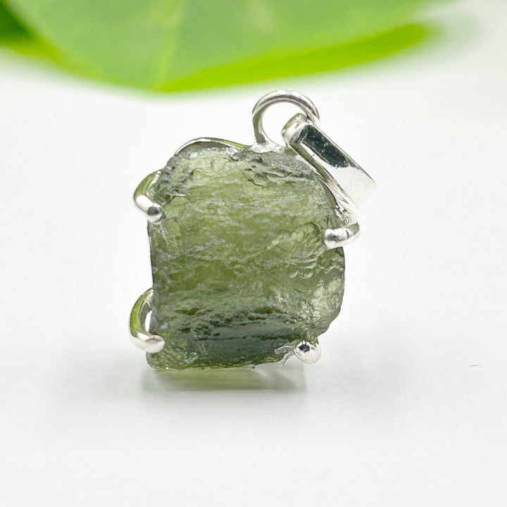 Moldavite Natural Tektite Sterling Silver Pendant ( 4 )