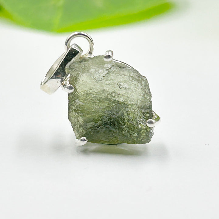 Moldavite Natural Tektite Sterling Silver Pendant ( 5 )