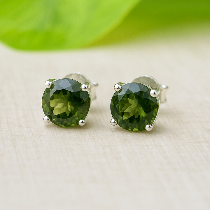 Moldavite Sterling Silver Stud Claw Earrings 5mm ( C2 )