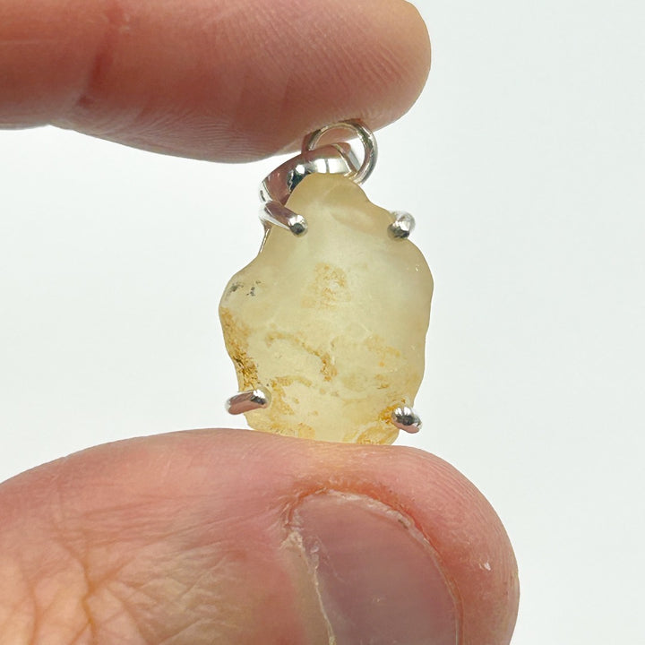 Libyan Desert Glass Natural Sterling Silver Pendant ( 3 )
