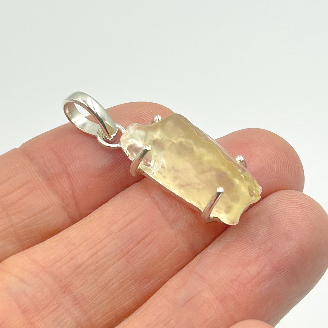 Libyan Desert Glass Natural Sterling Silver Pendant ( 5 )