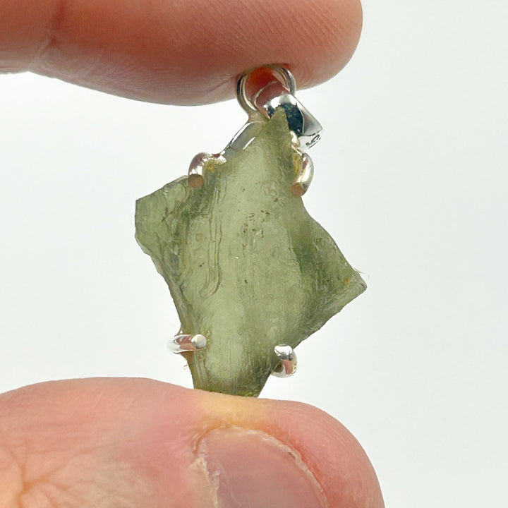 Moldavite Natural Tektite Sterling Silver Pendant ( 1 )
