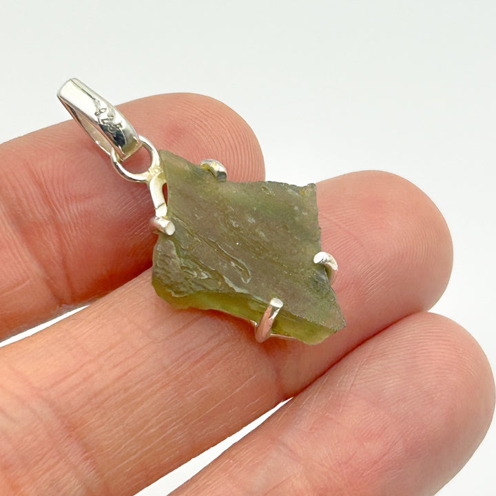 Moldavite Natural Tektite Sterling Silver Pendant ( 1 )