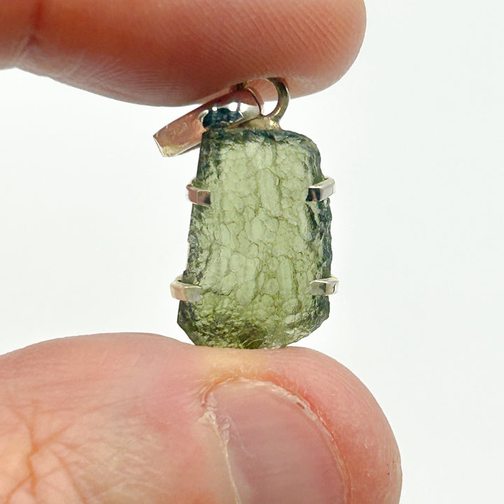 Moldavite Natural Tektite Sterling Silver Pendant ( 2 )