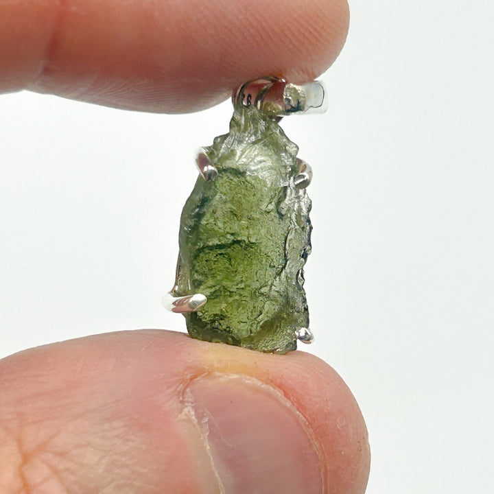 Moldavite Natural Tektite Sterling Silver Pendant ( 3 )
