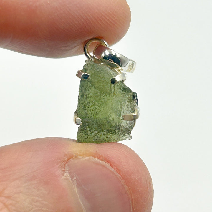 Moldavite Natural Tektite Sterling Silver Pendant ( 4 )