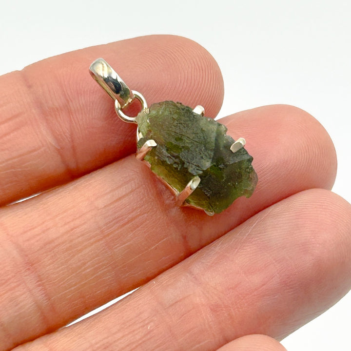 Moldavite Natural Tektite Sterling Silver Pendant ( 5 )