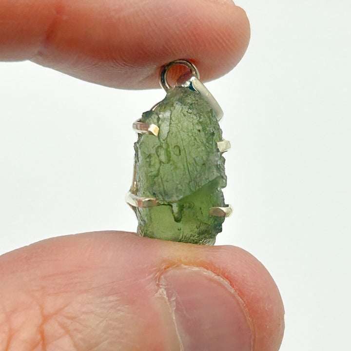 Moldavite Natural Tektite Sterling Silver Pendant ( 5 )