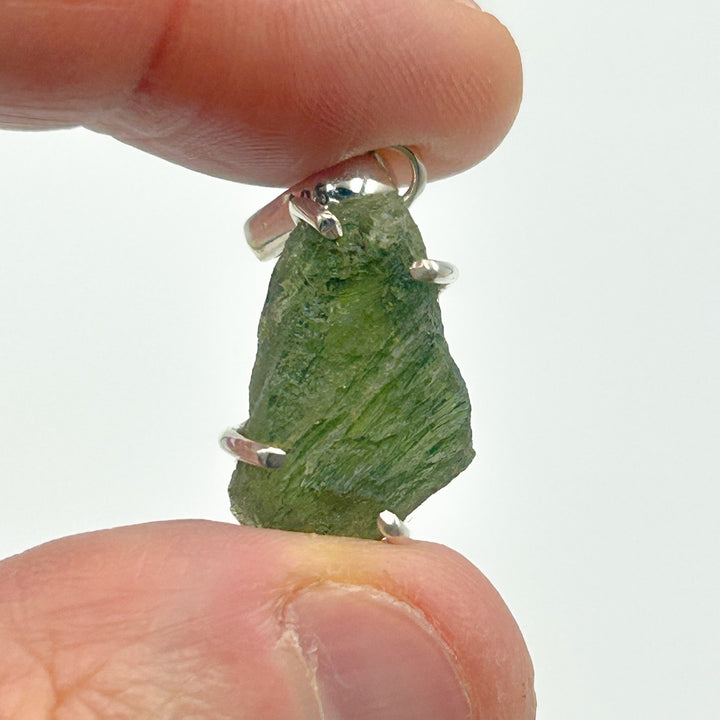 Moldavite Natural Tektite Sterling Silver Pendant ( 6 )