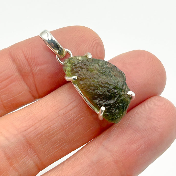 Moldavite Natural Tektite Sterling Silver Pendant ( 7 )