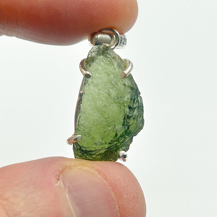 Moldavite Natural Tektite Sterling Silver Pendant ( 7 )