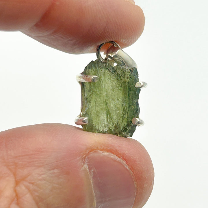 Moldavite Natural Tektite Sterling Silver Pendant ( 9 )