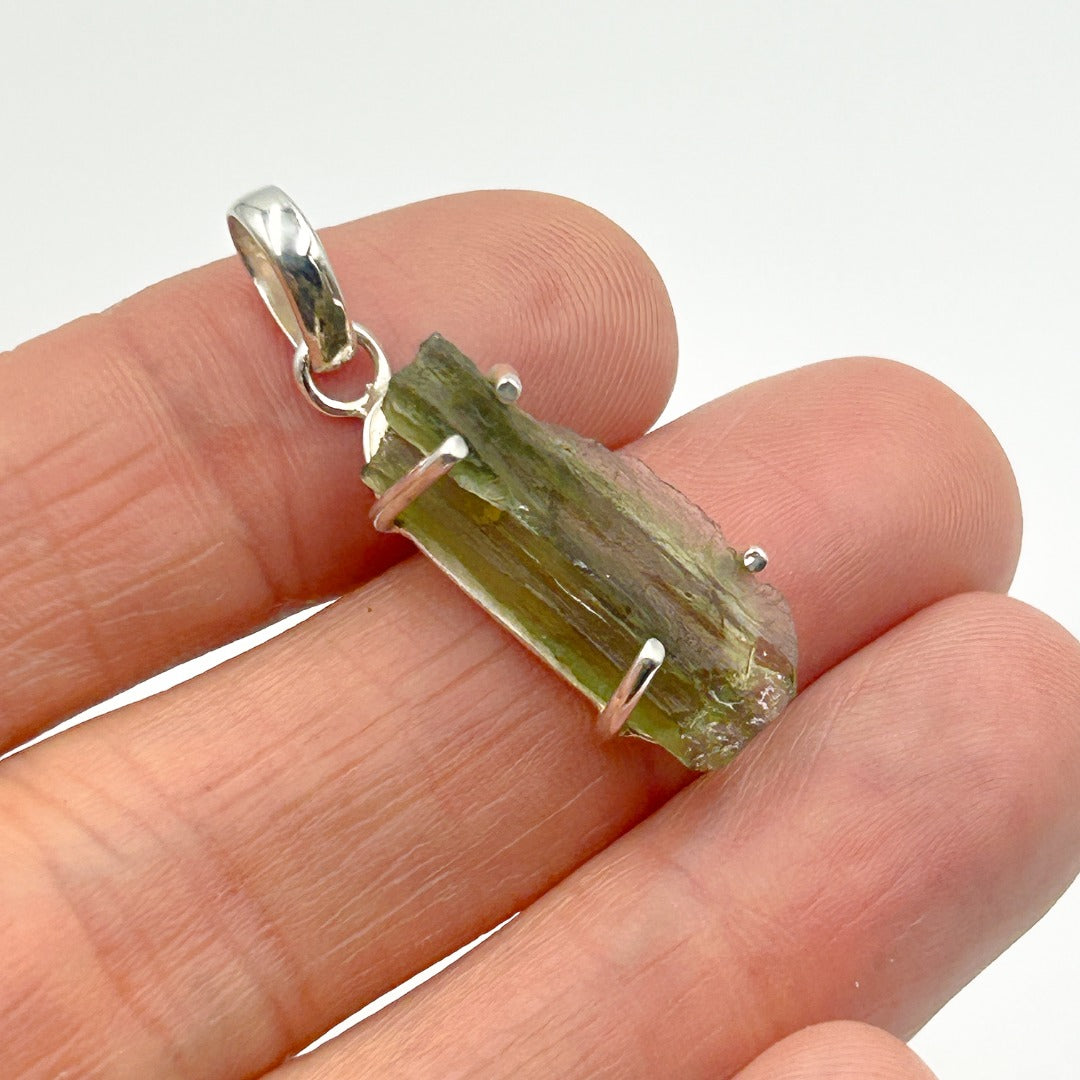 Moldavite Natural Tektite Sterling Silver Pendant ( 10 )