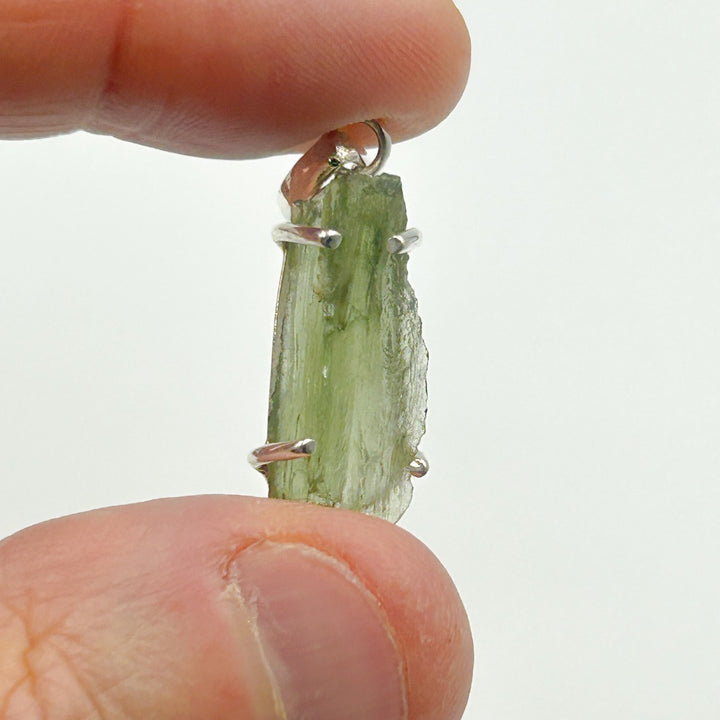 Moldavite Natural Tektite Sterling Silver Pendant ( 10 )